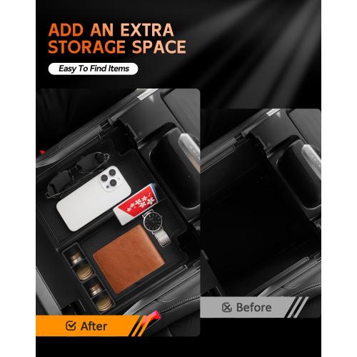 CDEFG For 2025 2026 Ford Expedition Center Console Organizer Tray with Removable Silicone Coin Holders – Expedition (Active, Platinum,Tremor, King Ranch) Armrest Storage Accessories for All Trims