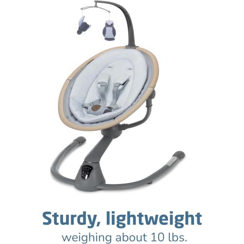 Maxi-Cosi Cassia Smart Baby Swing for Infants, Portable, Foldable Infant Swing with Music, 360 Rotation, 5 Speeds, 12 Melodies, EcoCare Fabric, Auto Motion Sensor, 2 Reclines, Classic Slate MAY HAVE MISSING ACCESSORIES PIECES