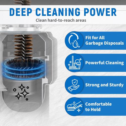 Garbage Disposal Cleaner Brush 2 Pack, Extra Long Handle for Deep Cleaning, 3D Nylon Brush Head Eliminates Residue and Odor, Universal Fit for All Disposal Units 15inch