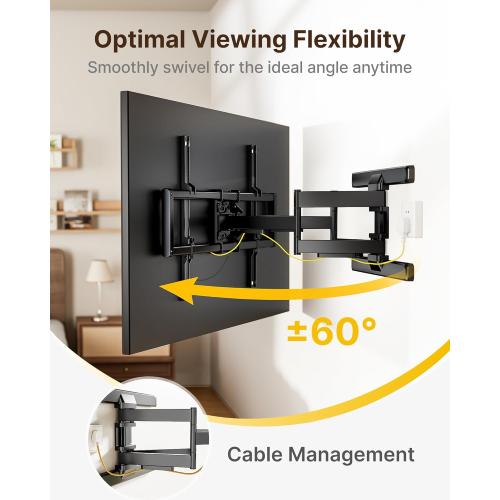monTEK Full Motion TV Wall Mount for 43–95 TVs, Pre-Assembled & up to150lbs, Heavy Duty TV Mount Bracket with Tool-Free Tilt/Swivel/Extension, Max VESA 800x400, Fits 16/18 Studs