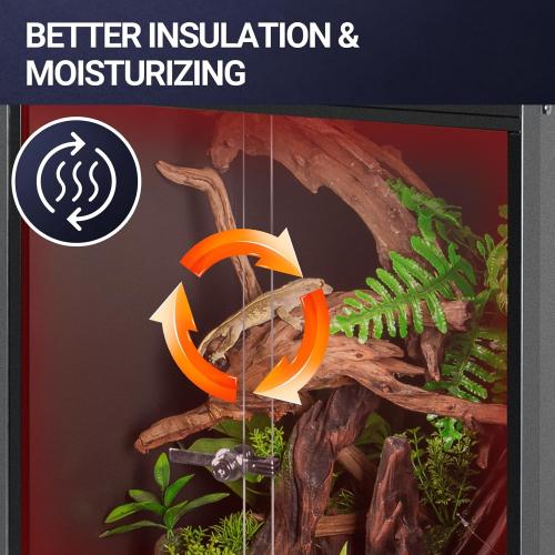 Black 30 Gallon 18x18x24 REPTI ZOO 30 Gallon PVC Tall Reptile Tank, 18x18x24 Reptile Terrarium for Frog Lizard Gecko Chameleon Snake, Tropical Rainforest Habitat Enclosure with Sliding Door & Top Screen Ventilation