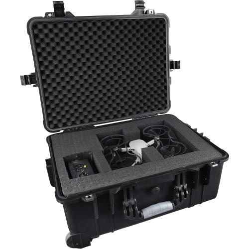 MEIJIA All Weather Rolling Waterproof Protective Case, Hard Camera Case,Dry Case with Retractable Pull Handle and Wheels,Foam Inserted, Elegant Black,22 x13.81x9inches