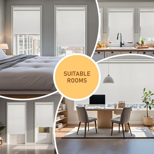 AOSKY Cordless Roller Shades Blackout Blinds for Windows Room Darkening Rolled Up Shades with Spring System, UV Protection Window Shades Door Blinds for Home and Office (50 W x 72 H, Ivory White)