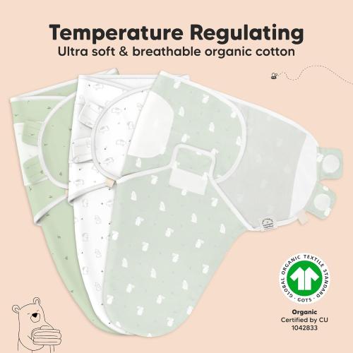 KeaBabies 3-Pack Organic Baby Swaddle Sleep Sacks - Swaddles for Newborns, Infant 3-6 Months, Baby Girls, Boys, Soft & Snug Newborn Sleep Sack, Nursery Swaddling Blankets (Bunnies, L)