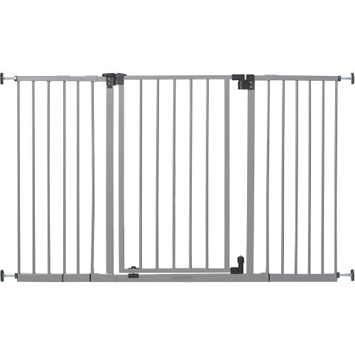 Summer Infant Secure Space Extra-Wide Pet and Baby Gate, 28.5 - 52 Wide, 30 Tall, Pressure or Hardware Mounted, Install In-Between Rooms, Doorways and Stairways, Auto-Close & Hold-Open Door - Grey