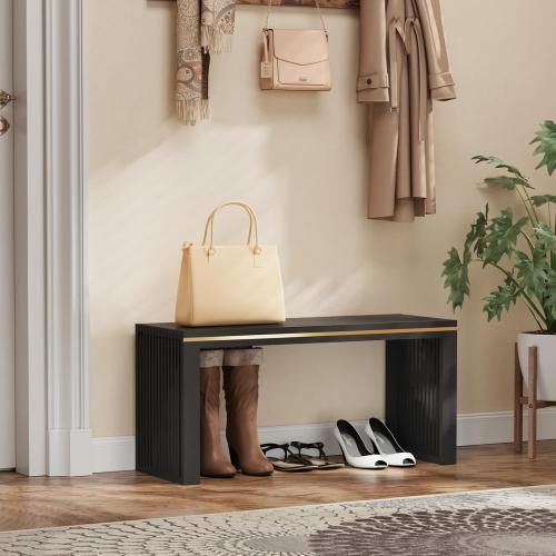 Wisuce Essentials Bamboo Indoor Long Dining Bench, Outdoor Modern Wood Benches 35 Inch Bamboo Bench for Living Room Hallway Bedroom Bathroom