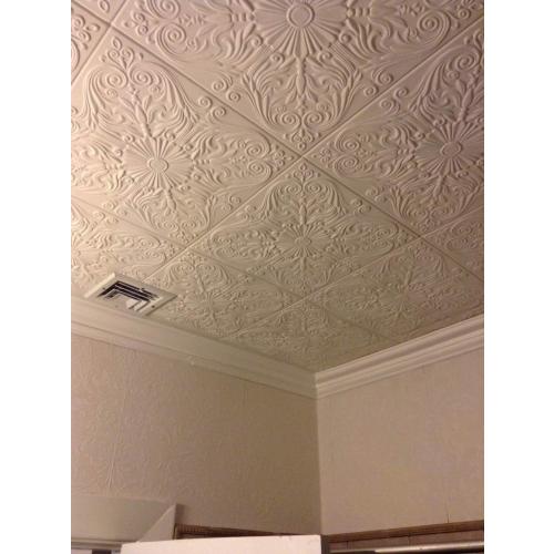 Color White Set of 8 A La Maison Ceilings R139 Spanish Silver Foam Glue-up Ceiling Tile (21.6 sq. ft./Case), Pack of 8, Plain White