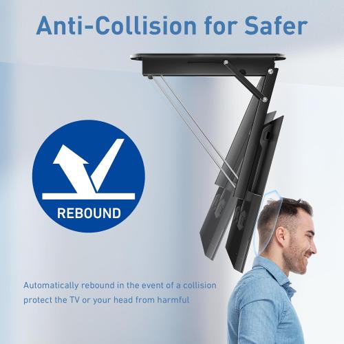 Electric Ceiling TV Mount with Remote, Motorized Ceiling Mount TV Bracket Flip Down for 32 to 70 inch Flat Curved Screen Mount Drop Down for Flat Pitched Roof Indoor Outdoor