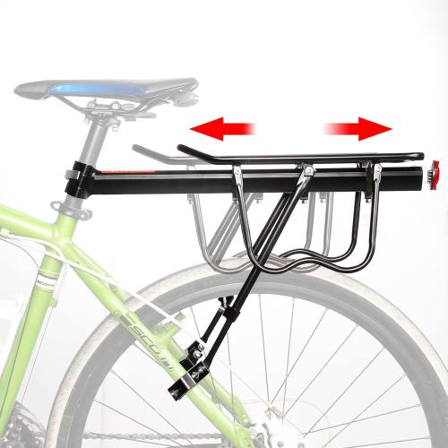 Rear Bike Rack, 110 lbs / 50KGS Bike Cargo Racks Frame Aluminum Alloy Universal Adjustable Cycling Equipment Stand Footstock Bicycle Luggage Carrier with Tools and Reflector for 26-29 Frames