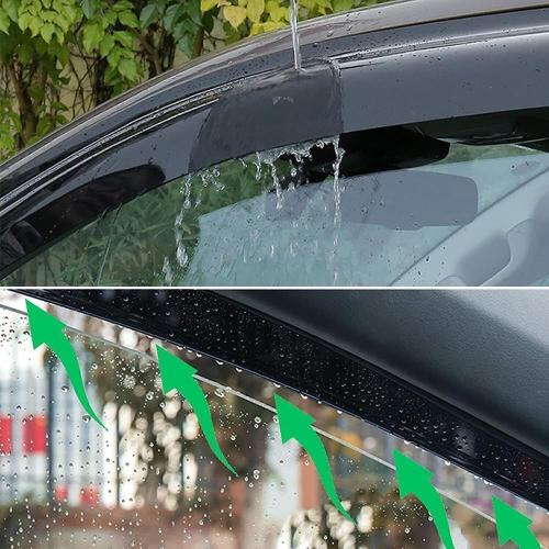 4pcs Out-Channel Window Deflectors for Ford Fiesta Hatchback 09-19 94547 | Outside Mount Adhesive Guards No-Drill Install Reduce Wind Noise Tape-On Acrylic Dark Smoke Rain Guard Shades Sunproof Visors