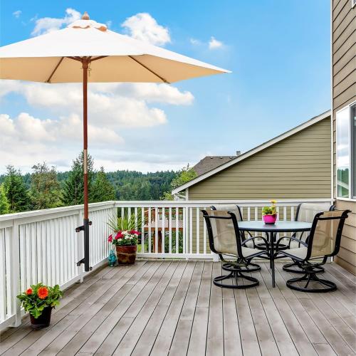 Patio Umbrella Holder, Heavy Duty Deck Umbrella Mount, Umbrella Holder for Deck Railing, Deck Mount Umbrella Holder, Umbrella Deck Mount, Deck Umbrella Holder, Umbrella Clamp for Deck (Black - Set 1)