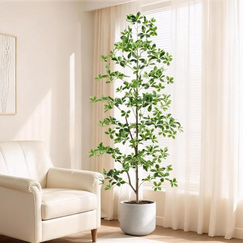 Keeplush 7ft Tall Artificial Black Olive Tree with 1260 Lifelike Leaves, Tall Fake Greenery Olive Silk Plants Artificial Tree Indoors in Pots, Faux Olivo Tree for Living Room Office Decor