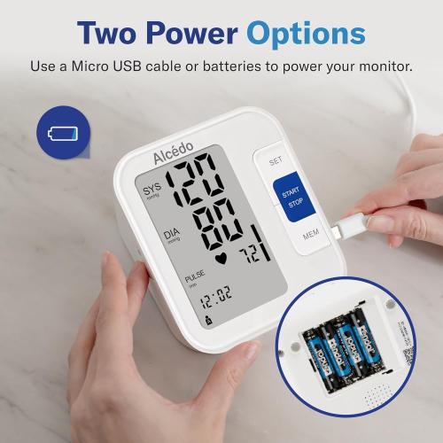 Alcedo Blood Pressure Monitor for Home Use, Automatic Digital BP Machine with Large Cuff for Upper Arm, LCD Screen, 2x120 Memory, Talking Function