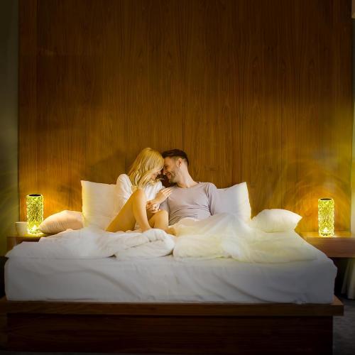 BGFHome Crystal Table Lamp RGB Color Changing Night Light,Romantic LED Rose Diamond Touch Lamps for Living Room (Remote & Touch)
