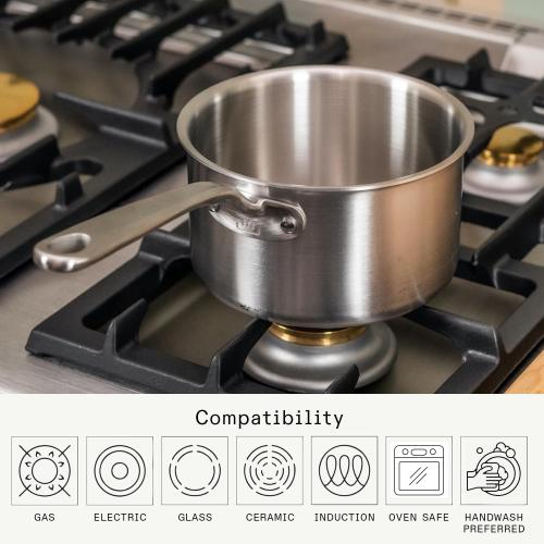 Made In Cookware | 4 Quart Stainless Steel Saucepan with Lid | 5 Ply Stainless Clad Sauce Pan | Professional Cookware | Crafted in Italy | Induction Compatible