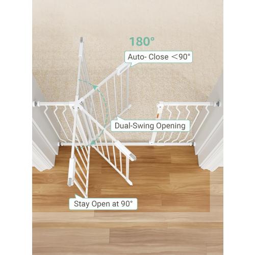 Mom's Choice GROWNSY Baby Gate, 57-62 Auto-Close Dog Gate for Stairs & Doorways, Pressure-Mounted Easy Install Baby Gate - No Drill, Walk Through, Safe & Durable