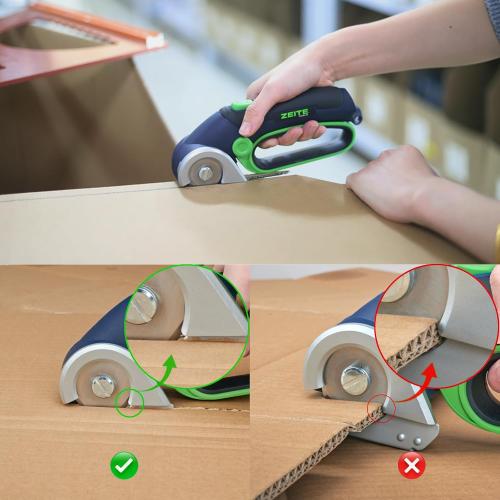 ZEITE 4V Cordless Electric Scissors,Cardboard Cutter with 2 Blades,Storage Box,USB Charging Cable,Power Rotary Cutter,Max Cutting 1/4,for Cardboard Box,Thin Carpet & Plastic, Easy to Hold and Safe
