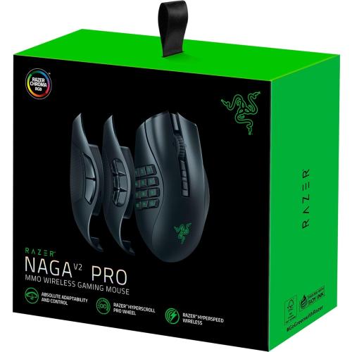 Razer Naga V2 Pro Wireless MMO Gaming Mouse: 19 1 Programmable Buttons w/Swappable Side Plates - HyperScroll Pro Wheel - Focus Pro 30K Optical Sensor - Optical Mouse Switches Gen-3-300 Hr Battery