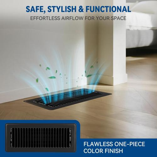 4 x 12 Floor Register Vent Covers 4-Pack, Black