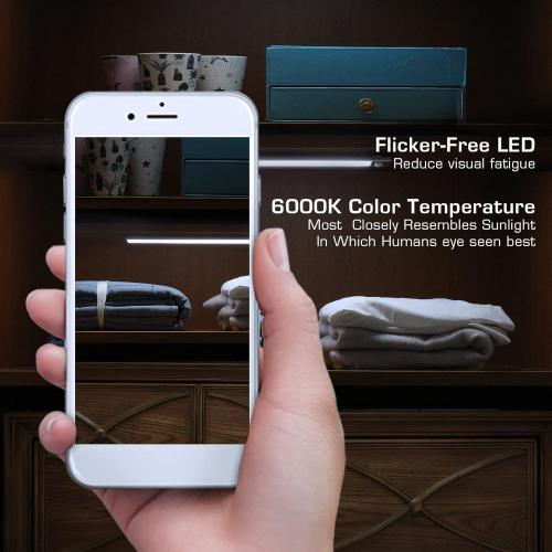White EverBrite 70LED Dimmer Under Cabinet Lighting, Hand Wave Control & Motion Sensor, Magnetic Under Counter Lighting, Ultra Thin LED Light Bar for Closet, Cabinet and Hallway, 300 Lumen, 6000K