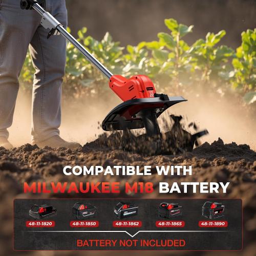 Cordless Tiller Cultivator for Milwaukee M18 Battery, 360RPM Electric Tiller for Gardening, 11.8in Tilling Width ＆ 8.6in Depth, Battery Powered Tiller for Lawn/Soil Cultivation ‼️Battery Not Included chips & scratches on blade lightly used‼️