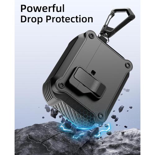 TiMOVO Case for Airpods Pro 3 (2025) with Secure Lock Clip, Automatic Pop-up Full Drop Protective Hard Cover for Apple AirPod Pro 3rd Generation with Climbing Hook & Cleaning Kit, Black
