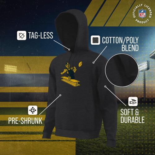 Team Fan Apparel NFL Adult Medium Unisex Modern Throwback Ultra Soft Fleece Hooded Sweatshirt, Heathered Football Hoodie