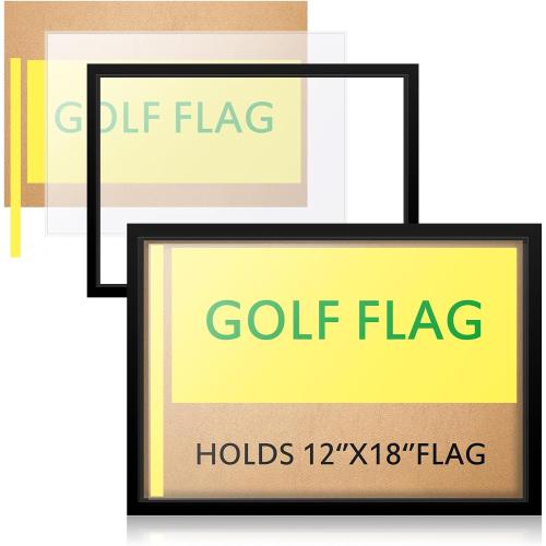 Marsui 2 Pieces Golf Flag Display Frames for 12'' x 18'' Golf Flag Compact Black Photo Frame, Flags Not Included, Frame Size 13.7 x 19.7 Inch