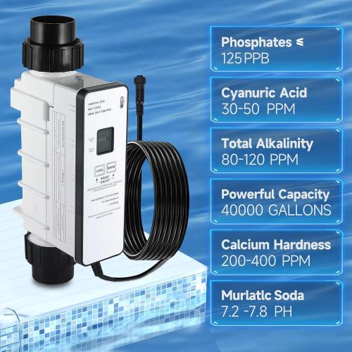 EC-520555 Salt Chlorine Generator fits Pentair IC40 40000 Gallon | Replaces 520555 Pentair IntelliChlor IC40 pool system,fits up to 40000-gallon pools，auto polarity self-clean, digital display