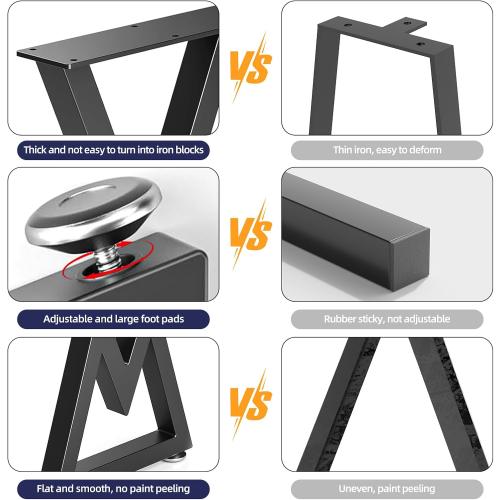 36 Metal Table Legs, Bench Legs Chair Legs, Heavy Duty Desk Legs Coffee Table Legs, Black Metal End Table Legs, DIY Furniture Legs (ZT-V-36IN)