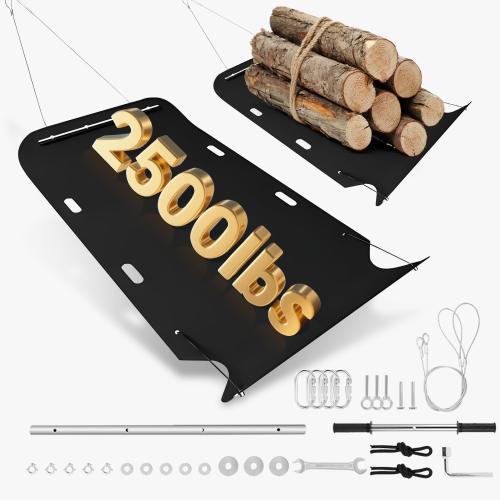 48 x 90 Heavy Duty Yard Sled, 1/8 Inch Thickened HDPE Yard Drag Mat with Pull Cable and Bar for Hauling Debris, Construction Materials, Logs and Hunting Trophy