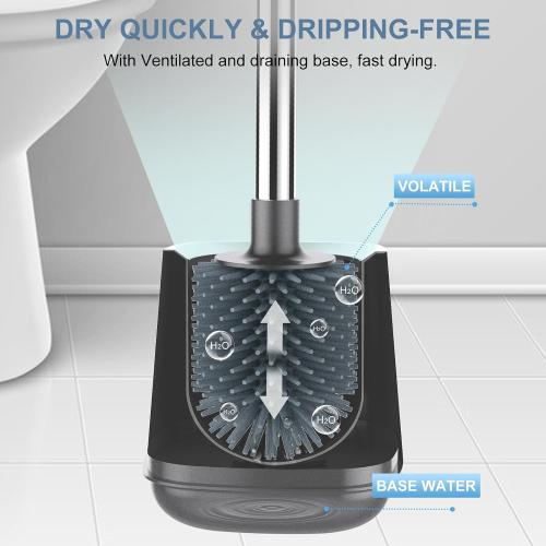 SetSail Silicone Toilet Bowl Brush and Holder Automatic Toilet Brushes for Bathroom with Holder Ventilated Toilet Cleaner Brush for Toilet Scrubber Cleaning - Grey