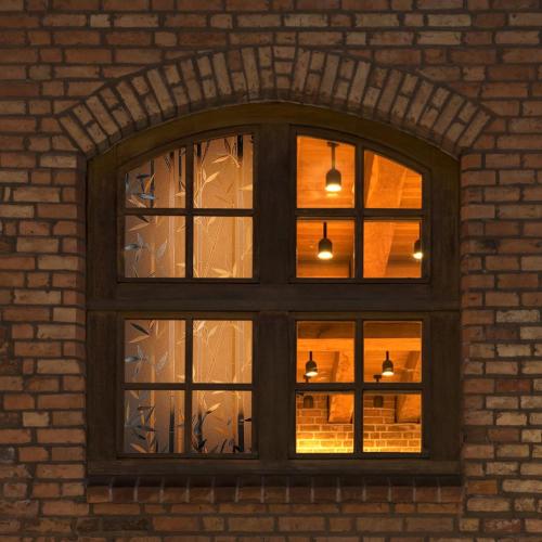 rabbitgoo Window Privacy Film Frosted Bamboo Pattern, Removable UV Blocking Stained Glass Decals Covering Decorative Window Cling for Home, 35.4 in X 6.5 Feet, Regular