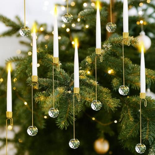Christmas Tree Candles with Remote, 12 Pack Flameless LED Candles for Xmas Tree Decoration, Battery Operated Flickering Taper Candles with Timer, Warm White Lights for Holiday with Crystal Ball Hooks