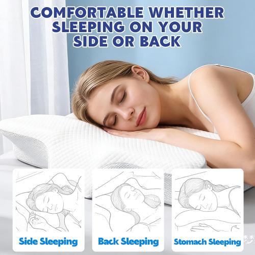Neck Haven Pillow for Sleeping Ergonomic Sleep Apnea Snoring Pillow with Memory Foam Neck Head Shoulder Support Pillows for Side,Back,Stomach Sleeper (White)