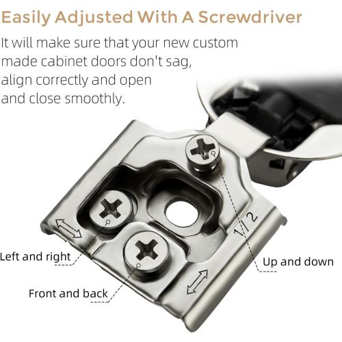 Silver Ravinte 10 Pack 5 Pairs 1/2 inch Overlay Soft Close Hinges for Kitchen Cabinet Hinges Satin Nickel Hidden Hinges Stainless Steel Concealed Hinge self Closing