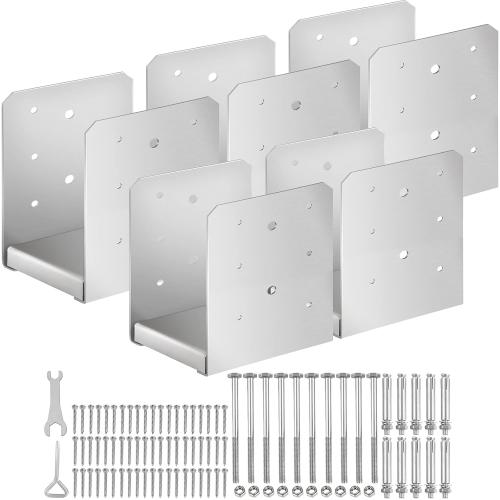 6x 6 Post Base, 5Pcs Stainless Steel Post Anchor (Inner Size:5.71 x 5.2), Adjustable Post Bracket Fits for 6x6 Wood Post, Post Base for Rough Size Lumber (6x6, 5Pcs)