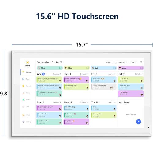 Digital Calendar, 15.6 Inch Wall Planner Electronic Calendar & Chore Chart, Smart Touchscreen Interactive Display for Family Schedules, Great for Organizing Your Routines, Wall & Desk Mountable