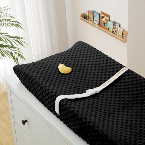 Homiest 2 Pack Changing Pad Cover, White   Black Changing Table Sheets, Ultra Soft Fleece Minky Dot Fabric, Breathable Comfortable Diaper Pad Cover for Girls and Boys, Machine Washable