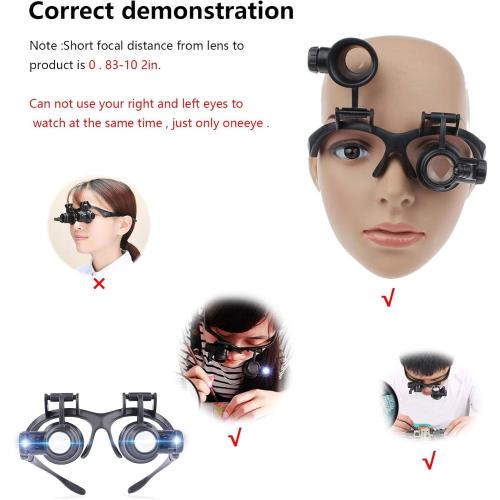 Magnifying Glasses with LED Light, LXIANGN Jeweler Loupe Watch Repair Magnifier with 8 Interchangeable Lens-2.5X 4X 6X 8X 10x 15x 20x 25x for Close Work,Not for Reading