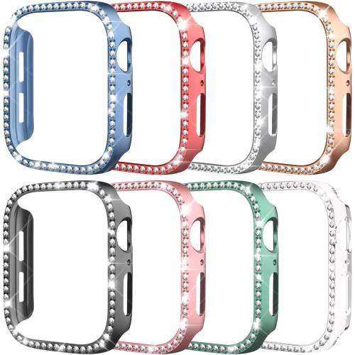 8 Pack Case for Apple Watch Series SE 3/SE 2/SE/6/5/4 40mm, Glitter Diamond Glossy Bumper, Bling Rhinestone Hard PC Protective Cover for Women Girl Compatible with iWatch SE 3/SE 2/SE/6/5/4