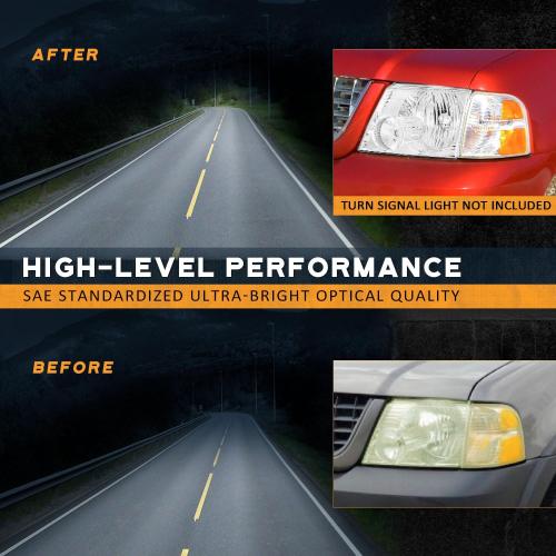 WEELMOTO Headlights Compatible with 2002-2005 Ford Explorer NON-SPORT models, (NOT Compatible with Sport and Trac Models), for 2002 2003 2004 2005 Ford Explorer Replacement Headlight