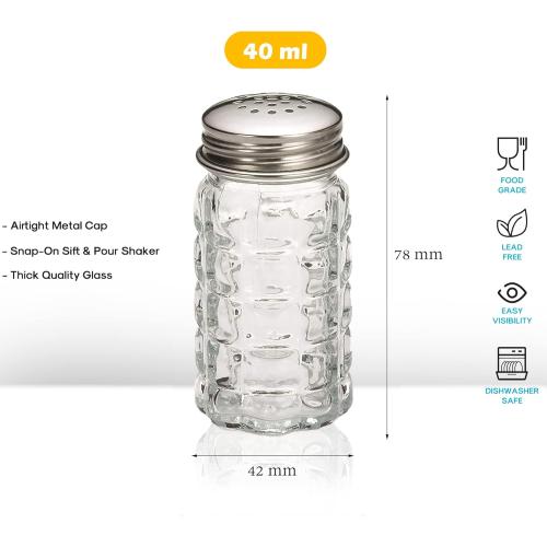 Retro Style Salt and Pepper Shakers with Stainless Tops (2)
