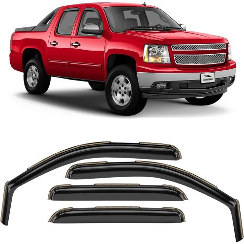 Voron Glass in-Channel Extra Durable Rain Guards for Chevrolet (Chevy) Avalanche 2007-2013, Window Deflectors, Vent Window Visors, 4 Pieces - 200266