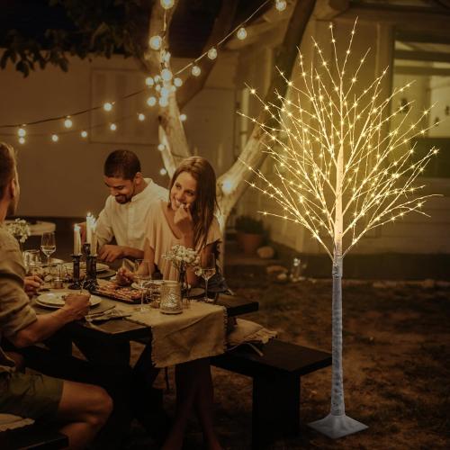 6FT 500 LED Lighted Birch Tree with Twinkle Lights, LED Birch Tree with Timer for Outdoor Indoor Home Party Yard Easter Christmas Decoration (Warm White Light)