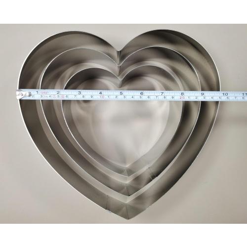 Stainless Steel 6 Inch 8 Inch 10 Inch Heart Shaped Cake Ring Molds Set, Heart Shaped Cake Cutter， Dessert Pastry Ring for Layering Mousse & Sponge Cakes Birthday Valentine's Day Wedding Festivals