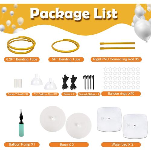 AerWo Balloon Arch Kit 9.35FT & 6FT, Free Bending Half Balloon Arch Stand with Base, Floor Gold Balloon Arch Frame Backdrop for Wedding Birthday Party Baby Shower Yard Lawn Home Christmas Decorations