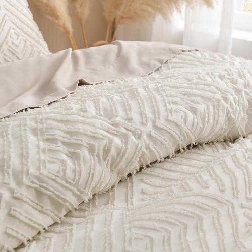 AndencyComforter Set Beige, Boho King Bedding Comforter Set Cream, All Season Soft Lightweight Tufted Textured Down Alternative Comforter Fluffy Bed Set