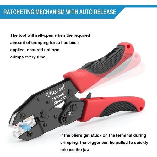 6PCS Crimping Tool Set - Ratcheting Wire Crimper - for Heat Shrink, Insulated Nylon, Non-Insulated, Ferrule Terminal, Open Barrel Terminals & Solar Connectors