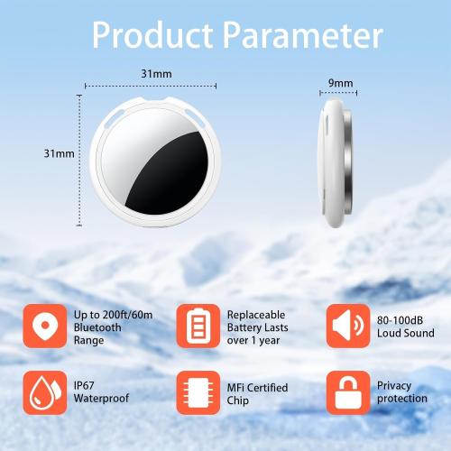 2 Pack Tracker Tags [Apple MFi Certified] Pair with Apple Find My (iOS Only) Bluetooth Air Smart Tags Key Finder Item Locator Waterproof Finder Worldwide Tracking for Pets Wallet Backpack Dogs Luggage